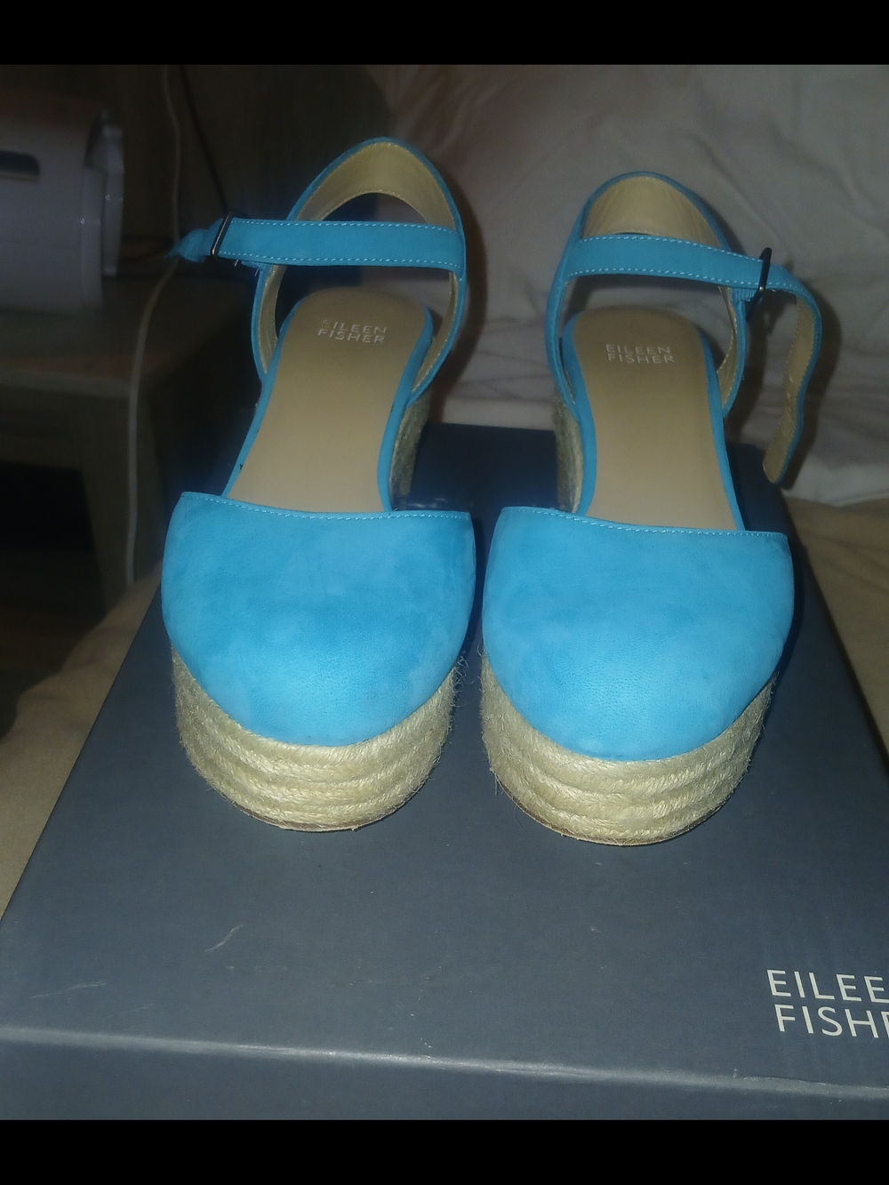 Eileen Fisher Turquoise Blue Espadrille Platform Sandals